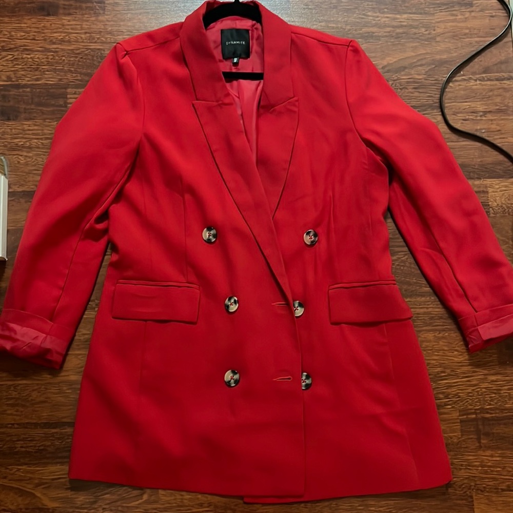 Dynamite - Red Blazer with Turtoise Buttons